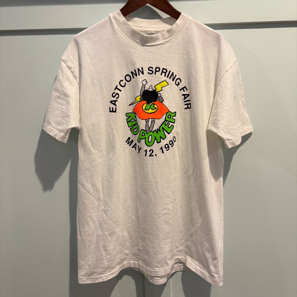 Vtg 1990 Hanes Beefy-T Kid Power EastConn Spring‎ Fair Tee XL USA Single Stitch